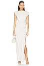 view 1 of 3 Short Sleeve Gathered Slit Dress in Blanched Almond