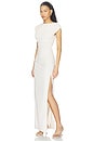 view 2 of 3 Short Sleeve Gathered Slit Dress in Blanched Almond