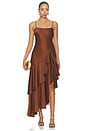 view 1 of 3 Double Ruffle High Low Dress in Toast