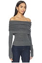view 2 of 4 Light Merino Off Shoulder Sweater in Melange Grey