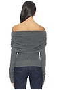 view 3 of 4 Light Merino Off Shoulder Sweater in Melange Grey