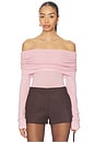 view 1 of 4 Light Merino Off Shoulder Sweater in Powder Pink