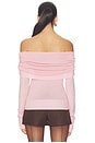 view 3 of 4 Light Merino Off Shoulder Sweater in Powder Pink