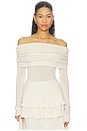 view 1 of 4 Light Merino Off Shoulder Sweater in Belgian Cream