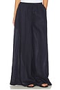 view 1 of 7 Solid Linen Wide Leg Elastic Pant in Midnight