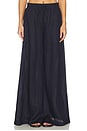 view 2 of 7 Solid Linen Wide Leg Elastic Pant in Midnight