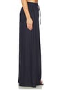 view 4 of 7 Solid Linen Wide Leg Elastic Pant in Midnight
