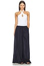 view 6 of 7 Solid Linen Wide Leg Elastic Pant in Midnight