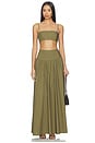 view 5 of 6 Poplin Drop Waist Skirt in Whipped Cream in Olive Green