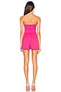 view 3 of 3 Strapless Tie Front Romper in Punch Pink