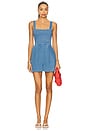 view 1 of 3 Stretch Denim Apron Romper in Light Denim