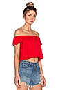 view 2 of 3 Off the Shoulder Crop Top in Perfect Red