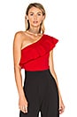view 1 of 4 One Shoulder Ruffle Top in Perfect Red