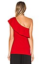 view 3 of 4 One Shoulder Ruffle Top in Perfect Red