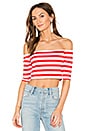 view 1 of 4 Off Shoulder Crop Top in Perfect Red & Sugar