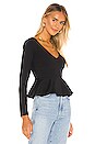 view 2 of 4 Long Sleeve Peplum Blouse in Black