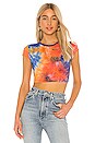 view 1 of 4 Short Sleeve Tie Dye Cropped Tee in Navy & Orange