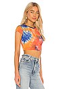 view 2 of 4 Short Sleeve Tie Dye Cropped Tee in Navy & Orange