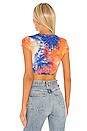 view 3 of 4 Short Sleeve Tie Dye Cropped Tee in Navy & Orange