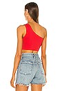 view 3 of 4 One Shoulder Crop Top in Morello