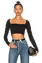 view 1 of 4 Square Neck Long Sleeve Top in Black