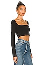view 2 of 4 Square Neck Long Sleeve Top in Black