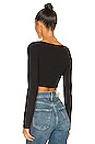 view 3 of 4 Square Neck Long Sleeve Top in Black