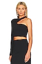 view 3 of 5 Asymmetrical Crop Top in Black