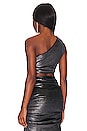 view 3 of 5 One Arm Crop Top in Black