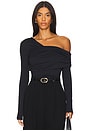 view 1 of 4 One Shoulder Off Shoulder Long Sleeve Top in Black