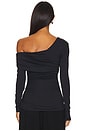 view 3 of 4 One Shoulder Off Shoulder Long Sleeve Top in Black