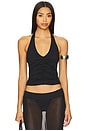 view 1 of 4 Center Gathered Tie Halter Top in Black