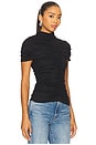 view 2 of 4 Mock Neck Overlay Gathered Top in Black