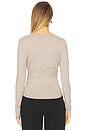 view 3 of 4 V-neck Gathered Long Sleeve Top in Sandstone