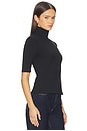view 2 of 4 Mock Neck Elbow Sleeve Top in Black