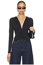 view 1 of 4 Gathered V Long Sleeve Top Top in Black