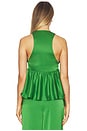 view 3 of 4 Satin Peplum High Low Top in Shamrock