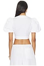 view 3 of 4 Poplin Bubble Sleeve Tie Front Top in Sugar