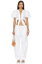 view 4 of 4 Poplin Bubble Sleeve Tie Front Top in Sugar