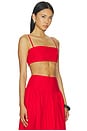 view 2 of 4 Poplin Crop String Top in Perfect Red