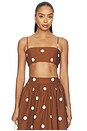 view 1 of 4 Polka Poplin Crop String Top in Toast & Sugar