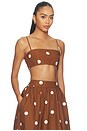 view 2 of 4 Polka Poplin Crop String Top in Toast & Sugar