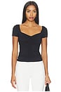 view 1 of 4 Sweetheart Shortsleeve Gathered Top in Black