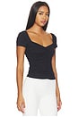 view 2 of 4 Sweetheart Shortsleeve Gathered Top in Black