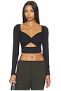 view 1 of 4 Twisted Front Longsleeve Top in Black
