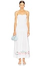 view 1 of 3 Shirred Embroidered Drop Hem Maxi Dress in Antique White