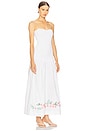 view 2 of 3 Shirred Embroidered Drop Hem Maxi Dress in Antique White