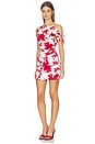 view 3 of 4 Ruched One Shoulder Mini Dress in Red Veil