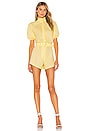 view 1 of 4 Puff Sleeve Romper in Lemon
