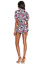 view 3 of 4 Puff Sleeve Romper in Reincarnation Blue